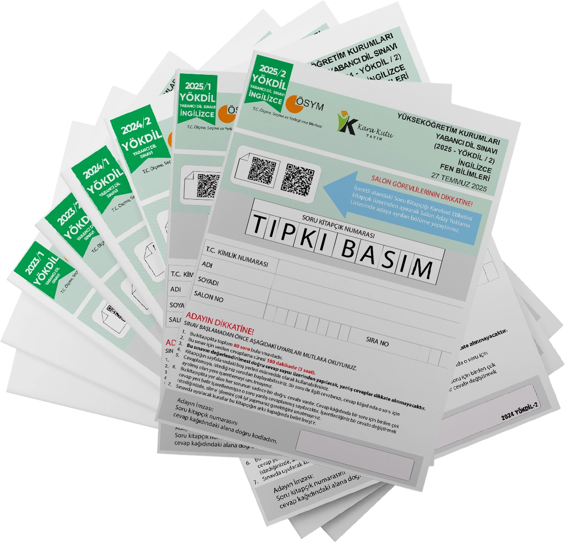 2026 YÖKDİL İngilizce FEN BİLİMLERİ ÖSYM Çıkmış Soru Tıpkı Basım Deneme Paketi 15li Türkiye Geneli