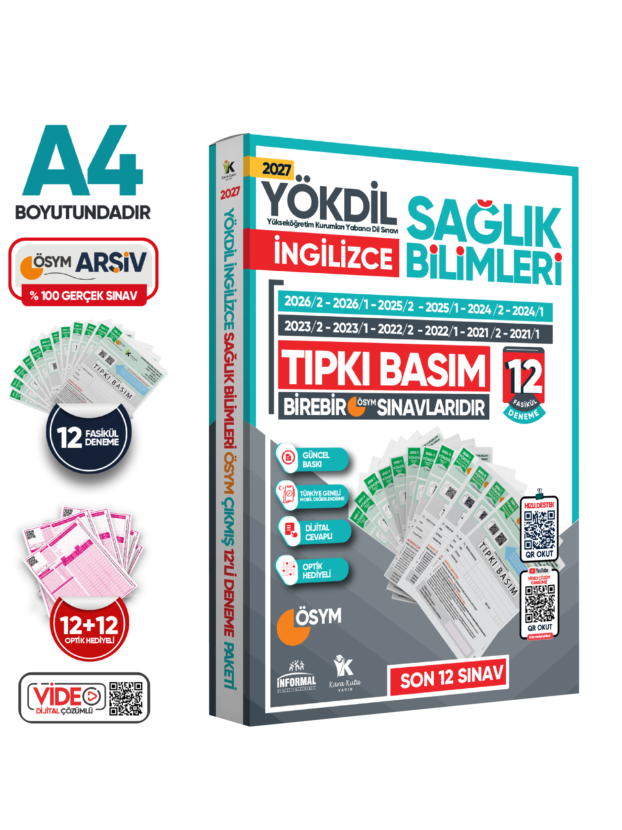 2027 YÖKDİL İngilizce SAĞLIK BİLİMLERİ ÖSYM Çıkmış Soru Tıpkı Basım Paket Deneme 12li Türkiye Geneli