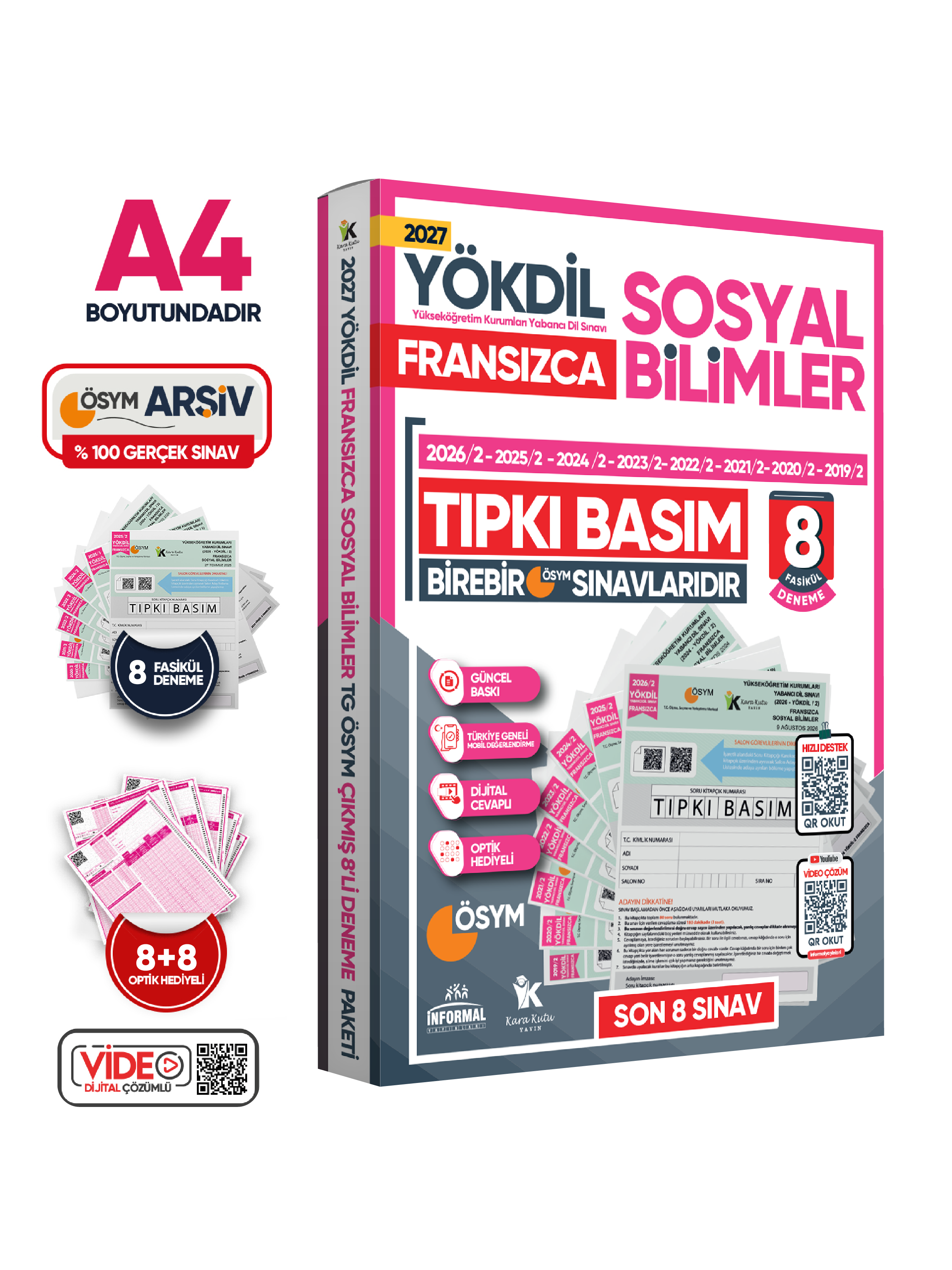 2027 YÖKDİL Fransızca SOSYAL BİLİMLER ÖSYM Çıkmış Soru Tıpkı Basım 8li Deneme Paketi