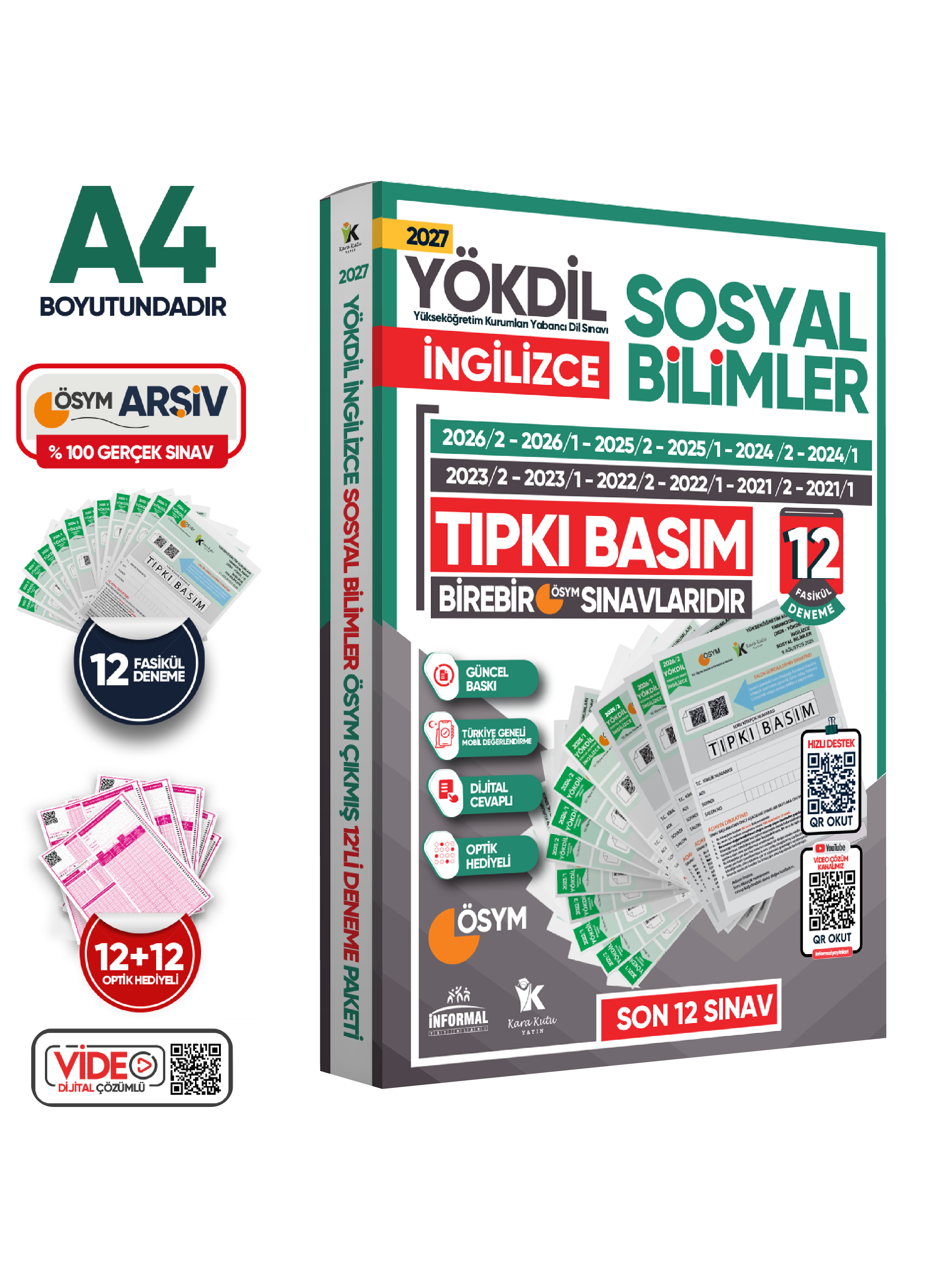 2027 YÖKDİL İngilizce SOSYAL BİLİMLER ÖSYM Çıkmış Soru Tıpkı Basım Deneme Paketi 12li Türkiye Geneli