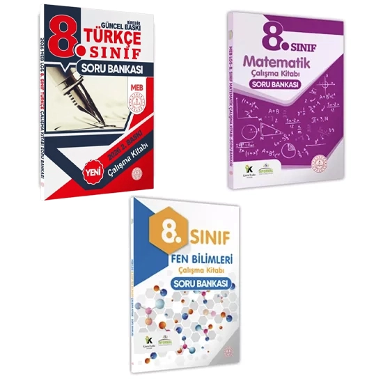 2026 8.Sınıf LGS MEB 3lü SET( Matematik-Fen-Türkçe) Soru Bankası Seti Renkli Baskı A4 BASKI ÜCRETİ